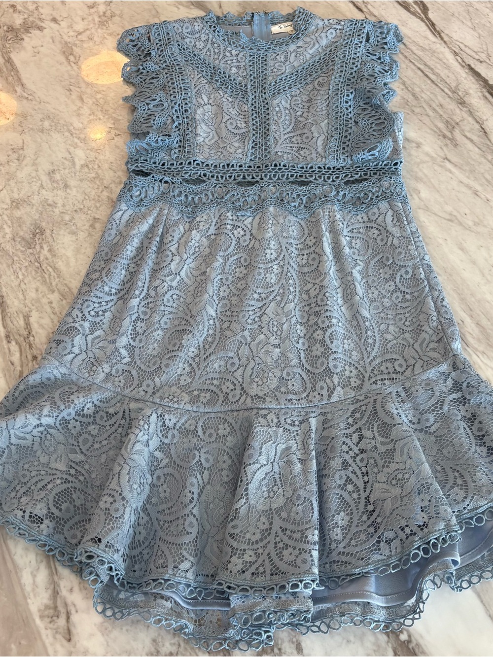 Light Blue Lace Ruffled Dress - Picture 2 of 5